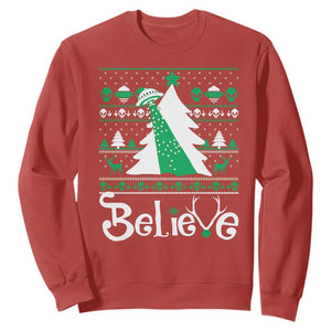 Funny Xmas UFO Believe Sweatshirt TS09 Red Print Your Wear