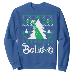 Funny Xmas UFO Believe Sweatshirt TS09 Royal Blue Print Your Wear