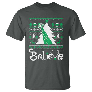 Funny Xmas UFO Believe T Shirt TS09 Dark Heather Print Your Wear