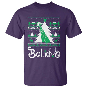Funny Xmas UFO Believe T Shirt TS09 Purple Print Your Wear