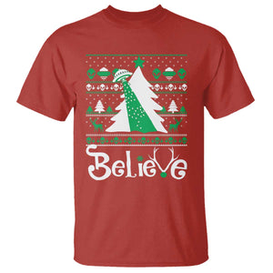 Funny Xmas UFO Believe T Shirt TS09 Red Print Your Wear