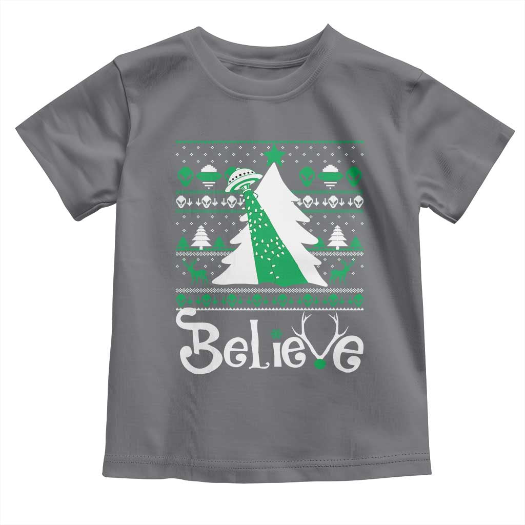 Funny Xmas UFO Believe Toddler T Shirt TS09 Charcoal Print Your Wear