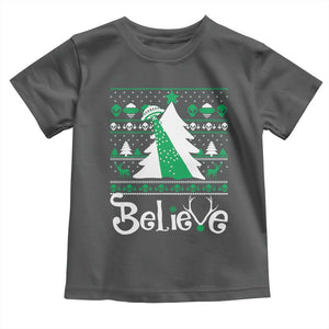 Funny Xmas UFO Believe Toddler T Shirt TS09 Dark Heather Print Your Wear