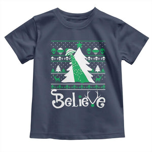Funny Xmas UFO Believe Toddler T Shirt TS09 Navy Print Your Wear