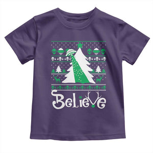 Funny Xmas UFO Believe Toddler T Shirt TS09 Purple Print Your Wear