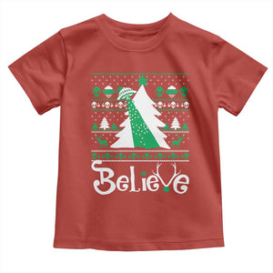 Funny Xmas UFO Believe Toddler T Shirt TS09 Red Print Your Wear