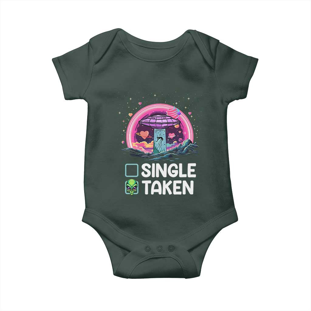 Funny Valentine's Day Baby Onesie Single Or Taken Alien UFO TS09 Print Your Wear