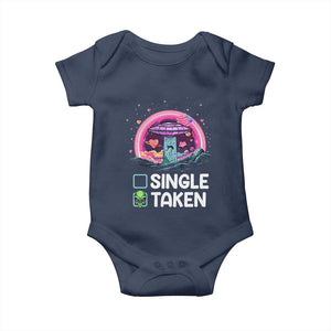 Funny Valentine's Day Baby Onesie Single Or Taken Alien UFO TS09 Navy Print Your Wear