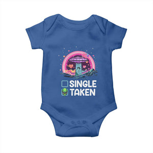 Funny Valentine's Day Baby Onesie Single Or Taken Alien UFO TS09 Royal Blue Print Your Wear