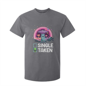 Funny Valentine's Day T Shirt For Kid Single Or Taken Alien UFO TS09 Charcoal Print Your Wear