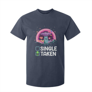 Funny Valentine's Day T Shirt For Kid Single Or Taken Alien UFO TS09 Navy Print Your Wear