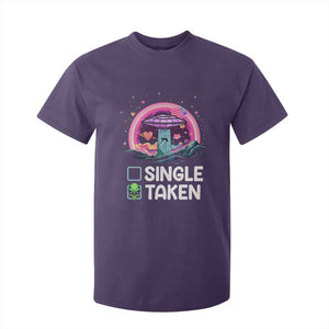 Funny Valentine's Day T Shirt For Kid Single Or Taken Alien UFO TS09 Purple Print Your Wear