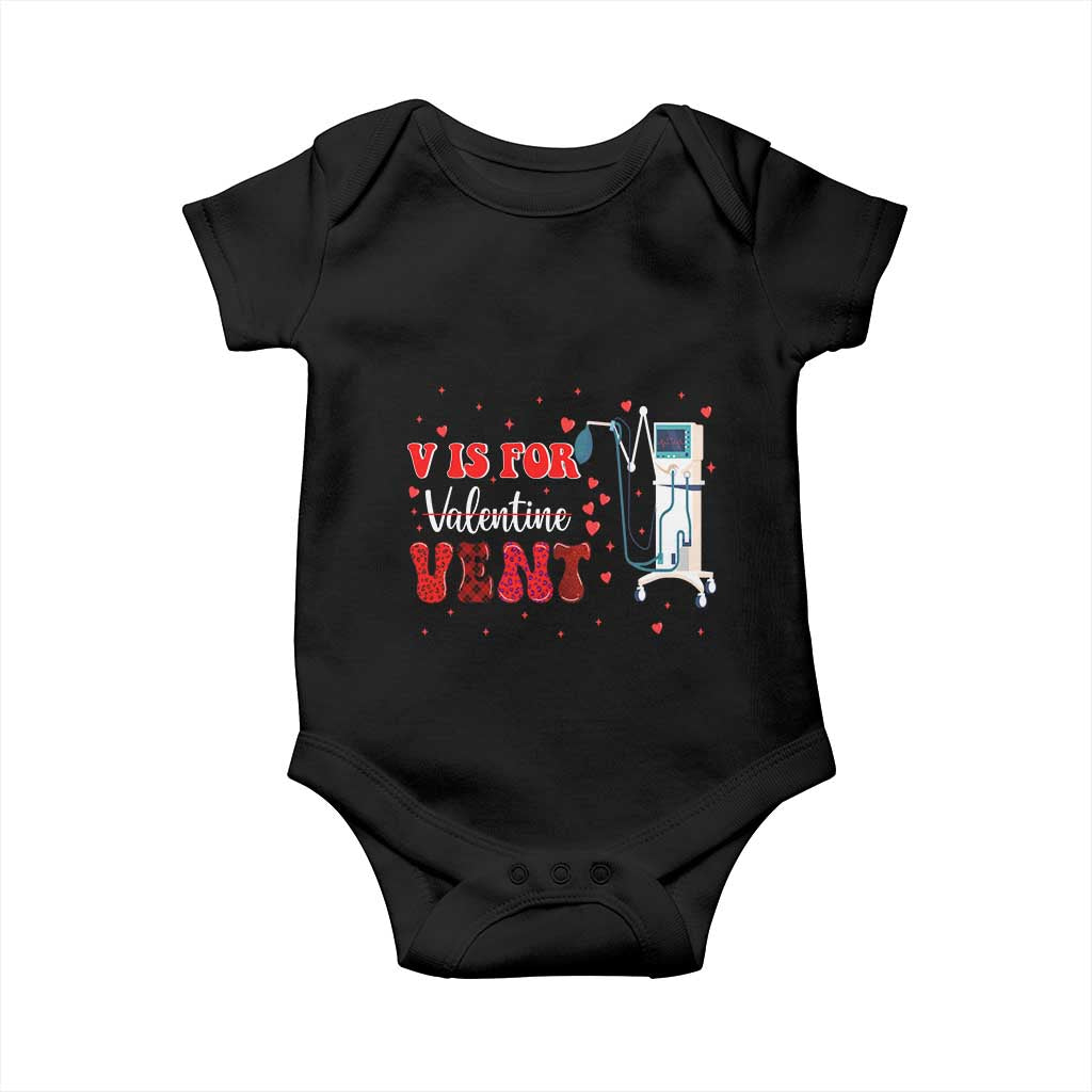 Valentine's Day Baby Onesie V Is For Vent Respiratory Therapist Nurse Healthcare Worker TS09 Black Print Your Wear