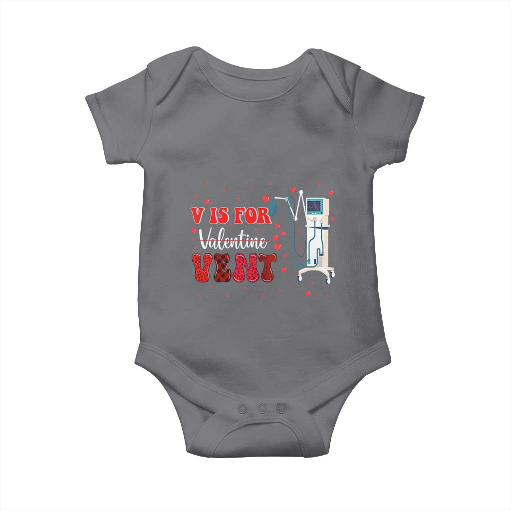 Valentine's Day Baby Onesie V Is For Vent Respiratory Therapist Nurse Healthcare Worker TS09 Charcoal Print Your Wear