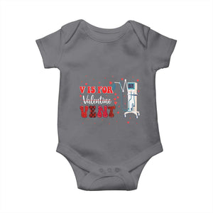Valentine's Day Baby Onesie V Is For Vent Respiratory Therapist Nurse Healthcare Worker TS09 Charcoal Print Your Wear