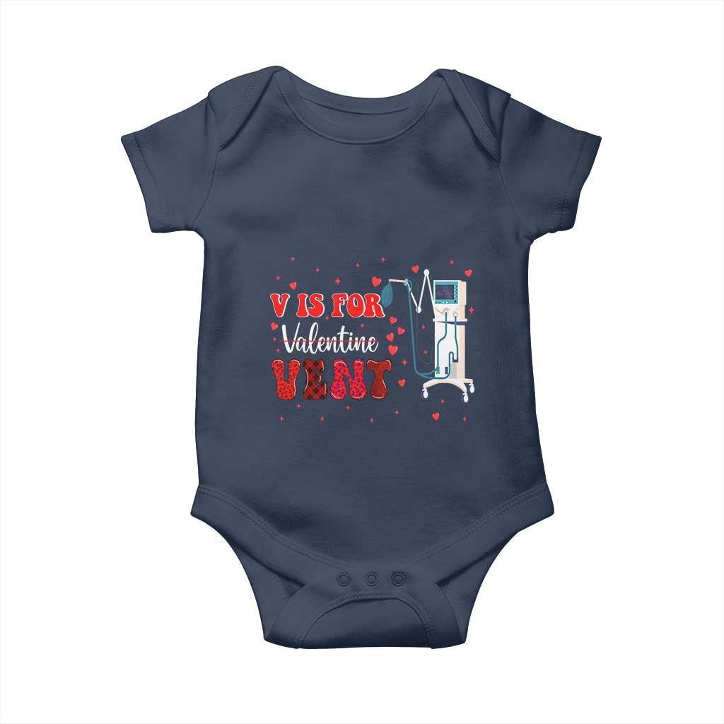 Valentine's Day Baby Onesie V Is For Vent Respiratory Therapist Nurse Healthcare Worker TS09 Navy Print Your Wear