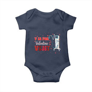 Valentine's Day Baby Onesie V Is For Vent Respiratory Therapist Nurse Healthcare Worker TS09 Navy Print Your Wear