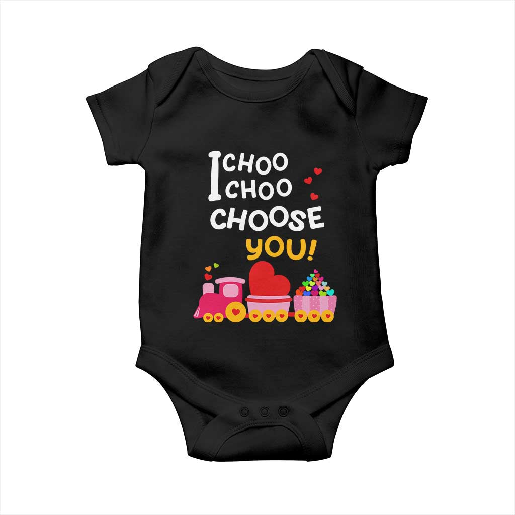 Valentine's Day Baby Onesie I Choo Choo Choose You Love Train Heart TS09 Black Print Your Wear