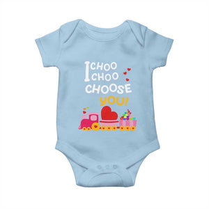 Valentine's Day Baby Onesie I Choo Choo Choose You Love Train Heart TS09 Light Blue Print Your Wear