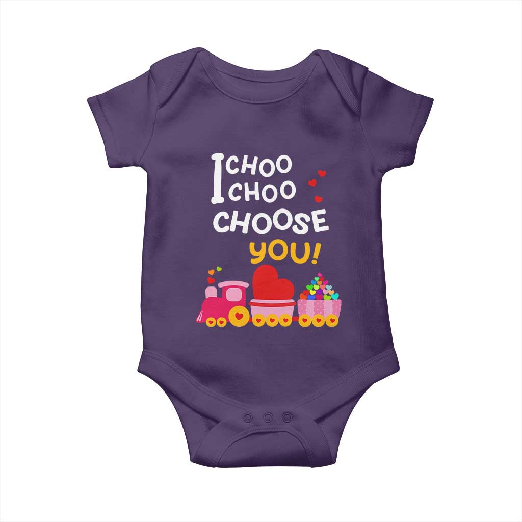 Valentine's Day Baby Onesie I Choo Choo Choose You Love Train Heart TS09 Purple Print Your Wear