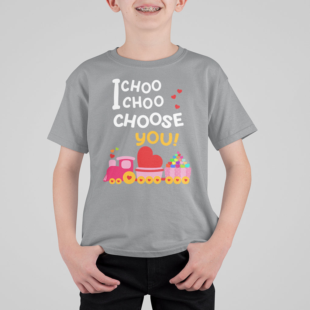 Valentine's Day T Shirt For Kid I Choo Choo Choose You Love Train Heart TS09 Sport Gray Printyourwear