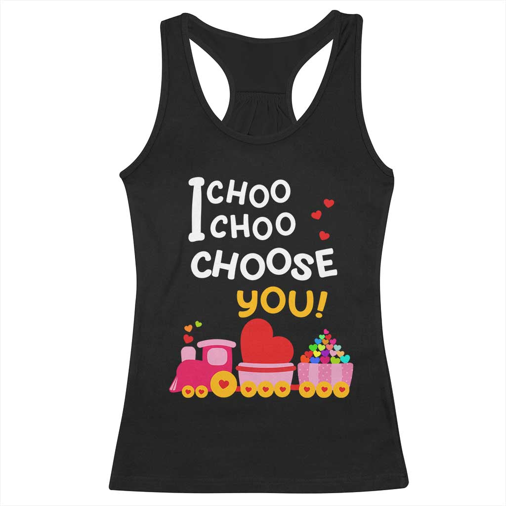 Valentine's Day Racerback Tank Top I Choo Choo Choose You Love Train Heart TS09 Black Print Your Wear
