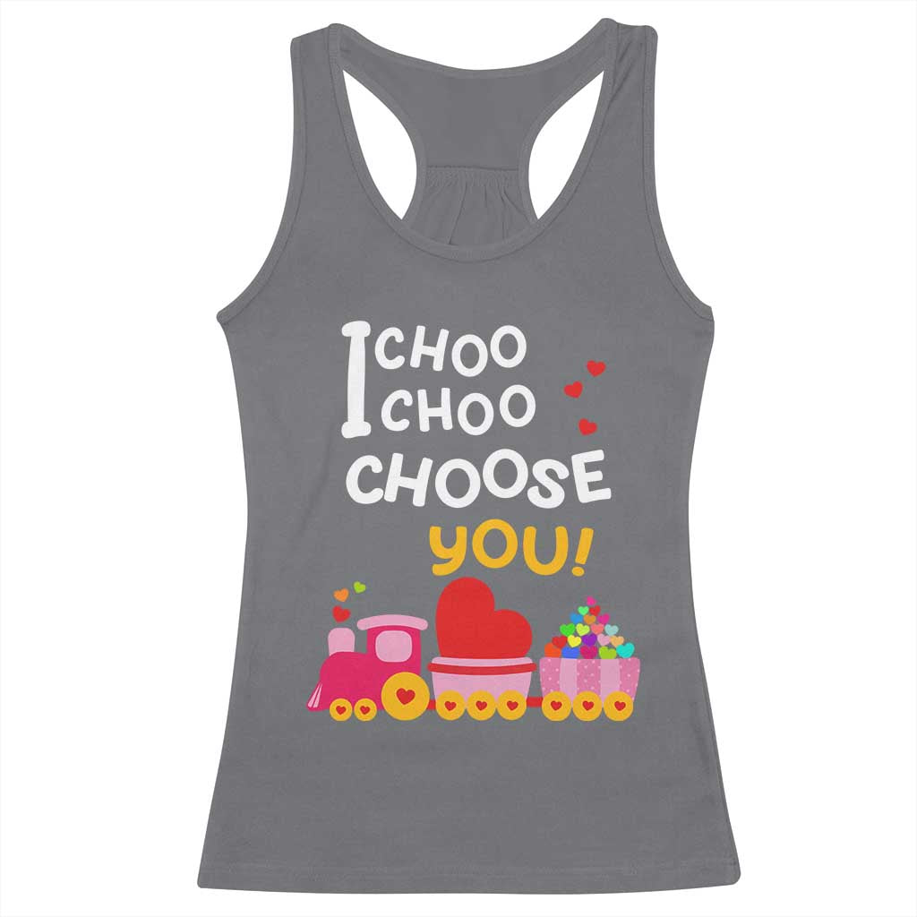 Valentine's Day Racerback Tank Top I Choo Choo Choose You Love Train Heart TS09 Charcoal Print Your Wear