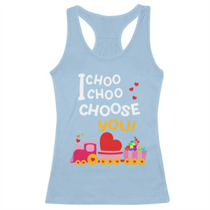Valentine's Day Racerback Tank Top I Choo Choo Choose You Love Train Heart TS09 Light Blue Print Your Wear