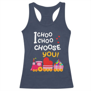 Valentine's Day Racerback Tank Top I Choo Choo Choose You Love Train Heart TS09 Navy Print Your Wear