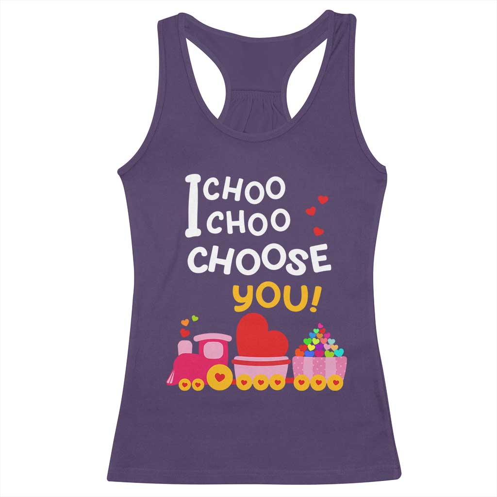 Valentine's Day Racerback Tank Top I Choo Choo Choose You Love Train Heart TS09 Purple Print Your Wear