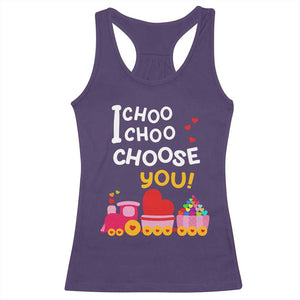 Valentine's Day Racerback Tank Top I Choo Choo Choose You Love Train Heart TS09 Purple Print Your Wear