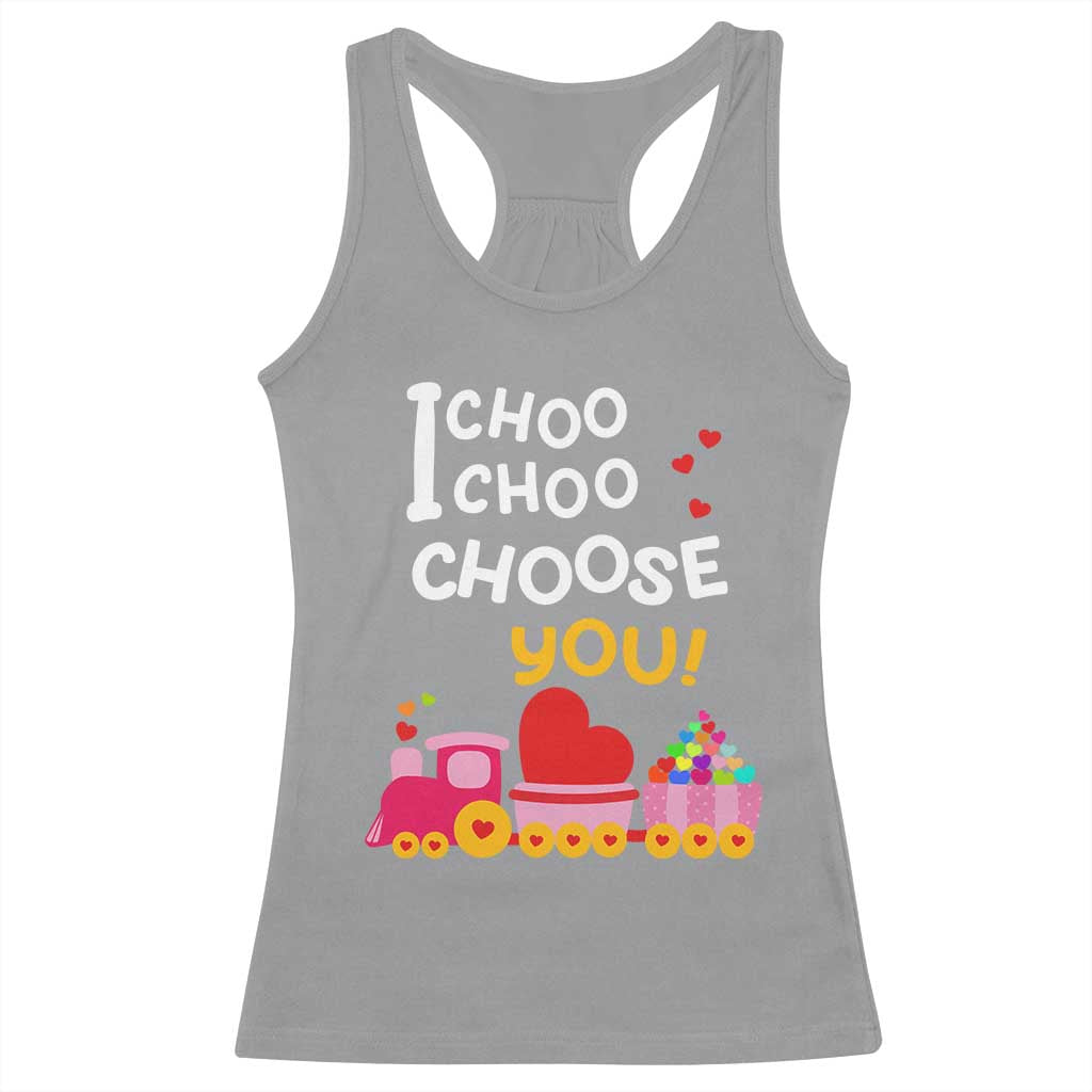 Valentine's Day Racerback Tank Top I Choo Choo Choose You Love Train Heart TS09 Sport Gray Print Your Wear