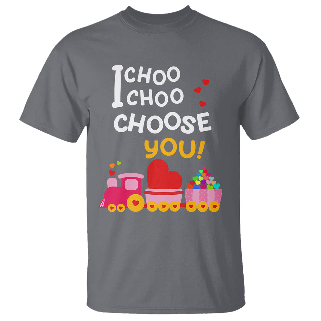 Valentine's Day T Shirt I Choo Choo Choose You Love Train Heart TS09 Charcoal Printyourwear