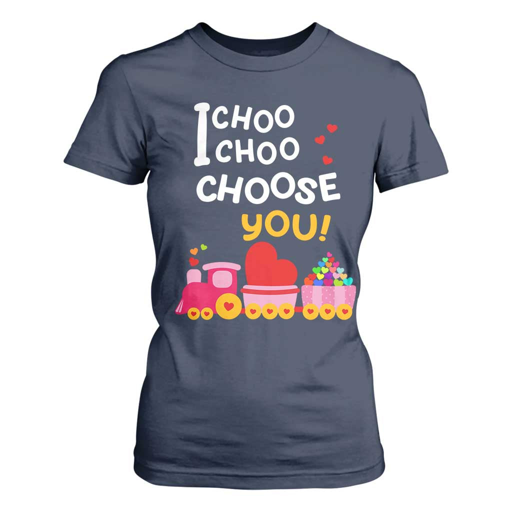 Valentine's Day T Shirt For Women I Choo Choo Choose You Love Train Heart TS09 Navy Print Your Wear