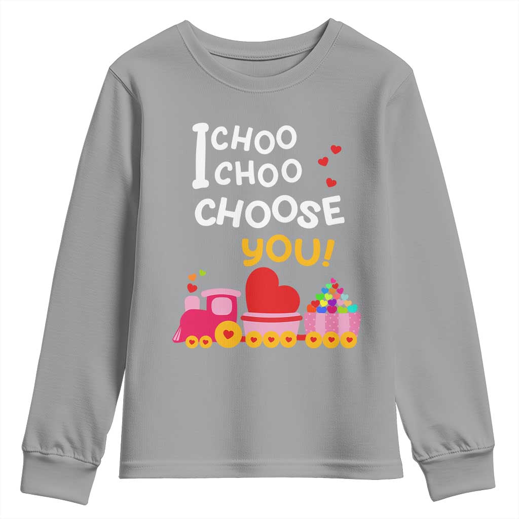 Valentine's Day Youth Sweatshirt I Choo Choo Choose You Love Train Heart TS09 Sport Gray Print Your Wear
