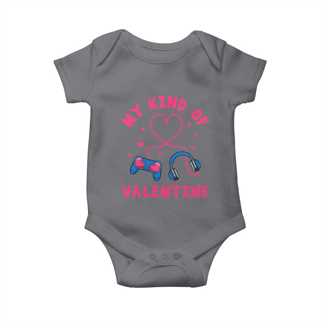 Valentine's Day Baby Onesie My Kind Of Valentine Gaming Gamer Men Boy Kid TS09 Charcoal Print Your Wear