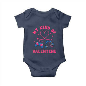 Valentine's Day Baby Onesie My Kind Of Valentine Gaming Gamer Men Boy Kid TS09 Navy Print Your Wear
