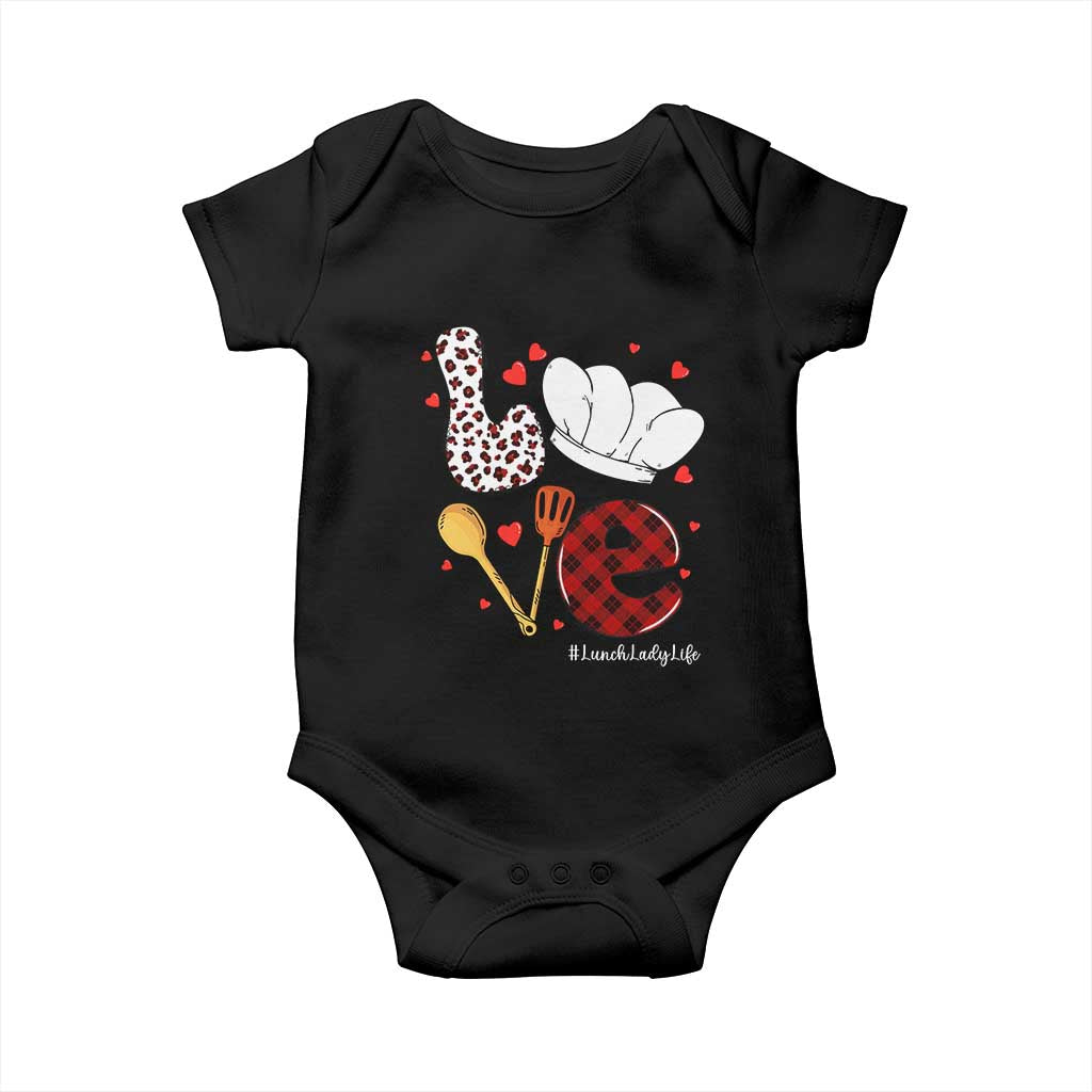 Valentine's Day Baby Onesie LOVE Lunch Lady Life TS09 Black Print Your Wear