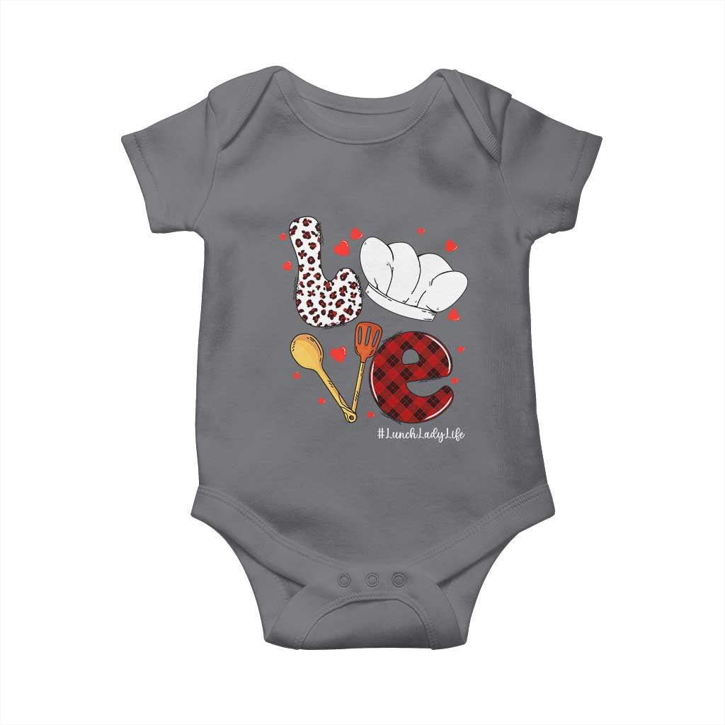 Valentine's Day Baby Onesie LOVE Lunch Lady Life TS09 Charcoal Print Your Wear