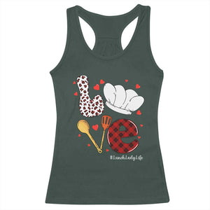Valentine's Day Racerback Tank Top LOVE Lunch Lady Life TS09 Dark Forest Green Print Your Wear