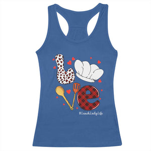 Valentine's Day Racerback Tank Top LOVE Lunch Lady Life TS09 Royal Blue Print Your Wear