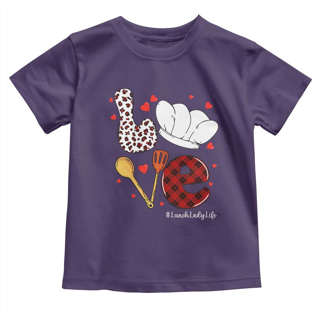 Valentine's Day Toddler T Shirt LOVE Lunch Lady Life TS09 Purple Print Your Wear