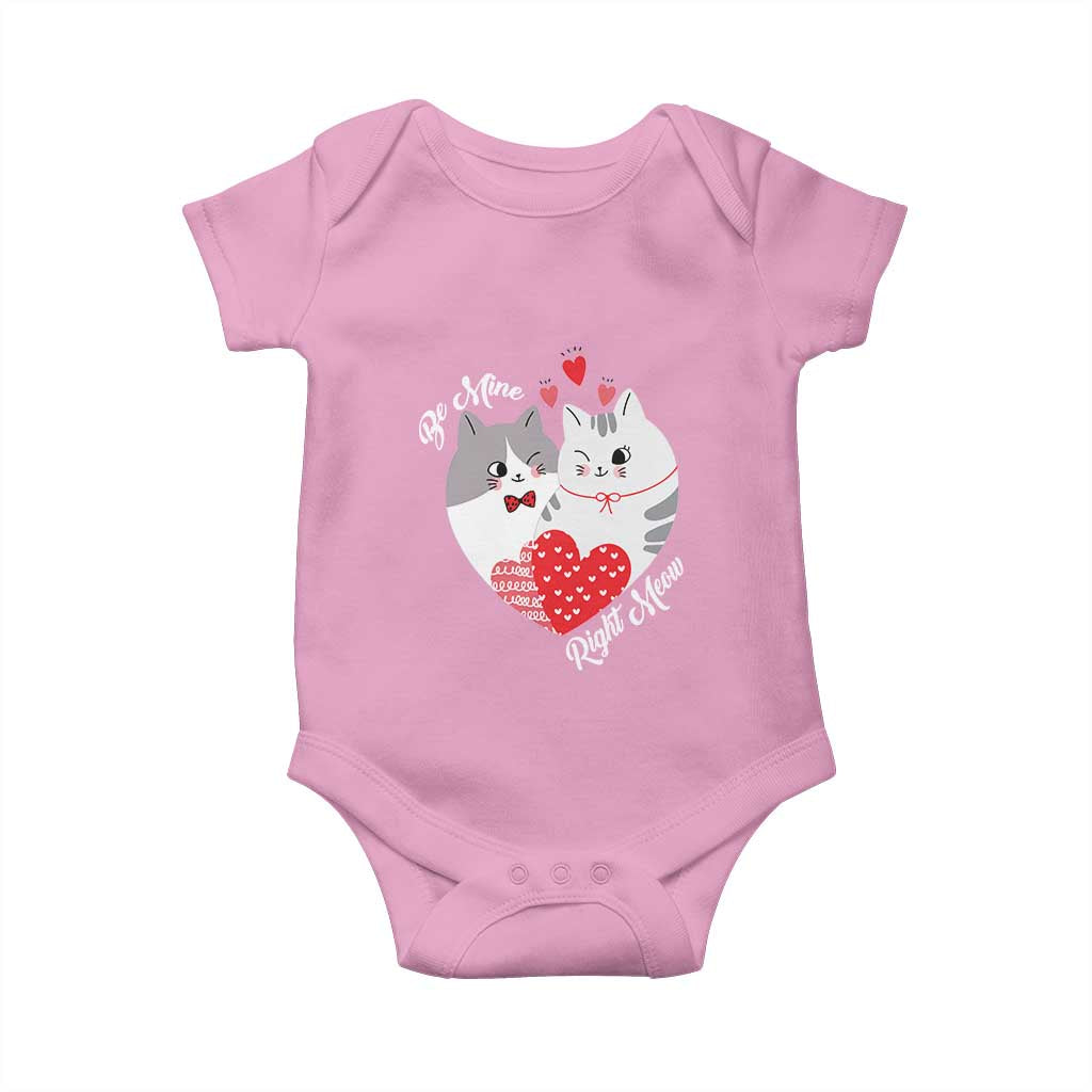 Valentine's Day Funny Cat Lover Baby Onesie Be Mine Right Meow TS09 Light Pink Print Your Wear