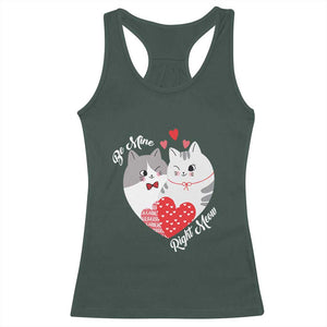 Valentine's Day Funny Cat Lover Racerback Tank Top Be Mine Right Meow TS09 Dark Forest Green Print Your Wear