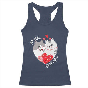 Valentine's Day Funny Cat Lover Racerback Tank Top Be Mine Right Meow TS09 Navy Print Your Wear