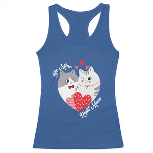 Valentine's Day Funny Cat Lover Racerback Tank Top Be Mine Right Meow TS09 Royal Blue Print Your Wear