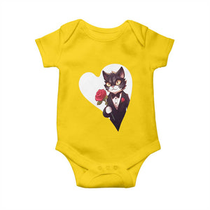 Valentine's Day Baby Onesie Tuxedo Cat Valentine Heart for Kitten and Animal Lovers TS09 Daisy Print Your Wear