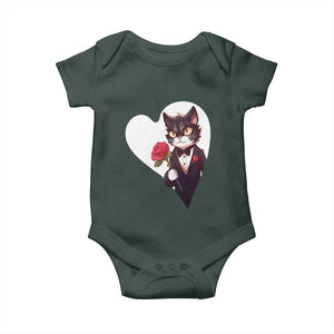 Valentine's Day Baby Onesie Tuxedo Cat Valentine Heart for Kitten and Animal Lovers TS09 Print Your Wear