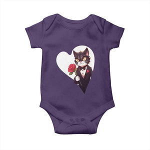 Valentine's Day Baby Onesie Tuxedo Cat Valentine Heart for Kitten and Animal Lovers TS09 Purple Print Your Wear