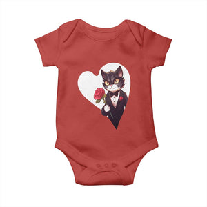 Valentine's Day Baby Onesie Tuxedo Cat Valentine Heart for Kitten and Animal Lovers TS09 Red Print Your Wear